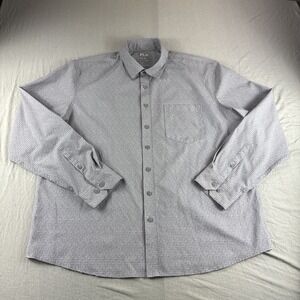 FLX Urban Commuter Shirt Men XXL Slim Gray Check Geometric Long Sleeve Button Up
